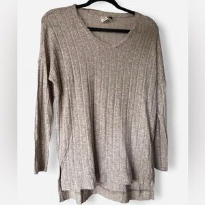 Anthropologie ribbed oatmeal brown long sleeve